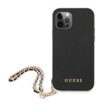 Guess iPhone 12 Pro Max Kuori Saffiano Chain Musta