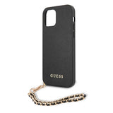 Guess iPhone 12 Pro Max Kuori Saffiano Chain Musta