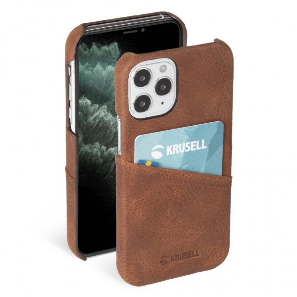 Krusell iPhone 12 Pro Max Kuori Sunne CardCover Vintage Cognac