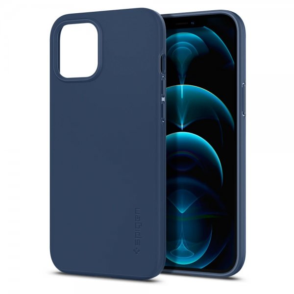 Spigen iPhone 12 Pro Max Kuori Thin Fit Deep Blue