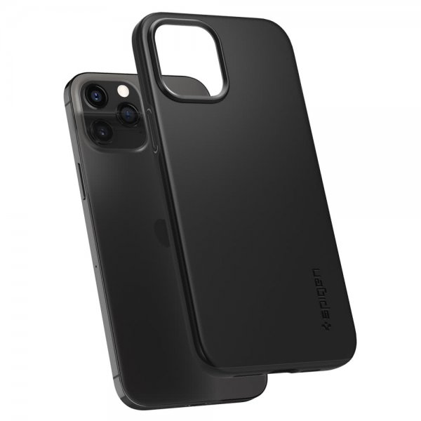 Spigen iPhone 12 Pro Max Kuori Thin Fit Musta