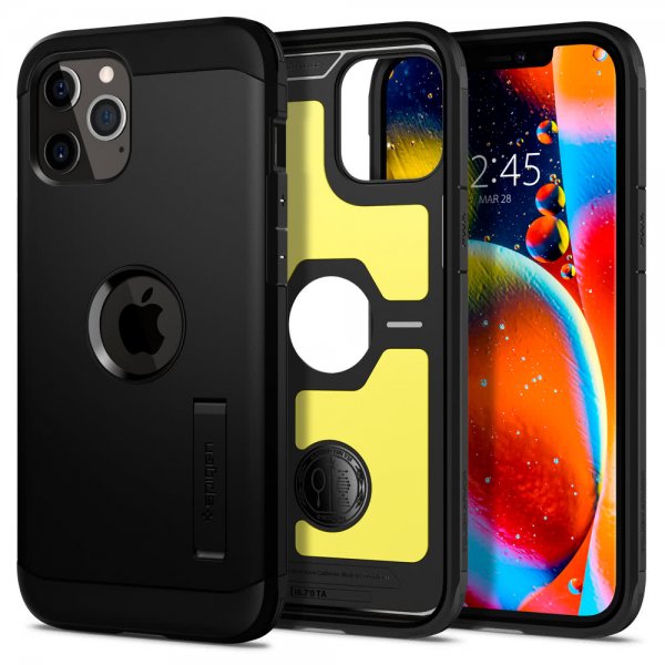 Spigen iPhone 12 Pro Max -suojakuori, Tough Armor, musta