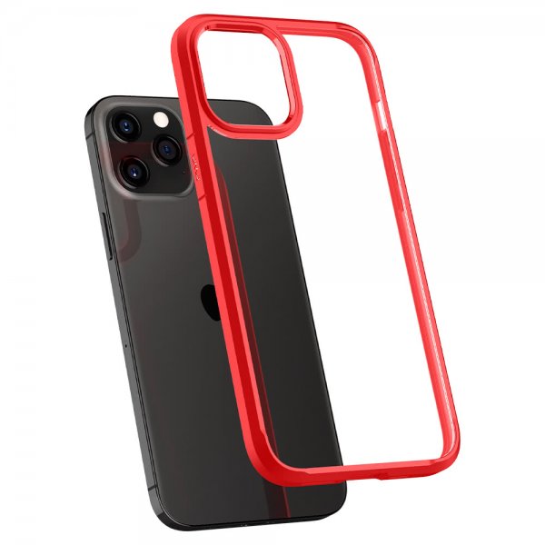Spigen iPhone 12 Pro Max -suojakuori Ultra Hybrid Punainen
