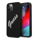 Guess iPhone 12 Pro Max Kuori Vintage Silicone Musta