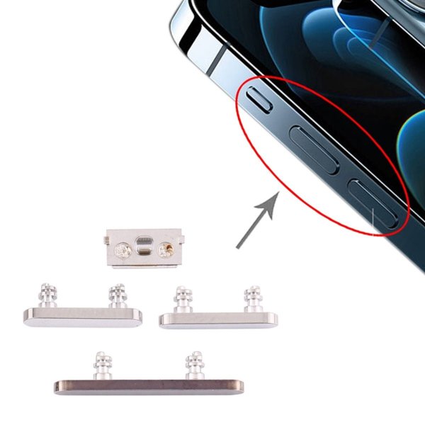 iPhone 12 Pro/12 Pro Max sivupainikkeet – hopea