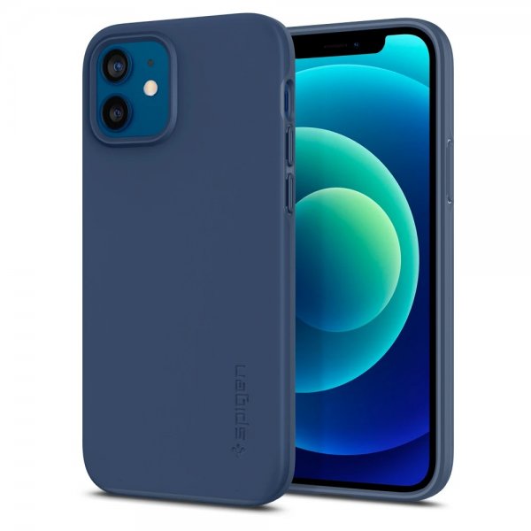 Spigen iPhone 12 -kuori Thin Fit Deep Blue