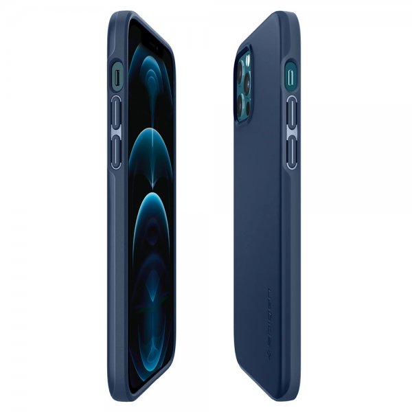Spigen iPhone 12 -kuori Thin Fit Deep Blue