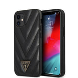 Guess iPhone 12 Mini Kuori V Quilted Musta