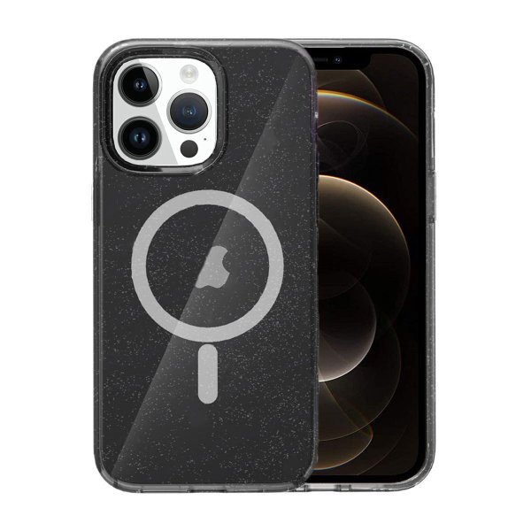 iPhone 12/iPhone 12 Pro Kuori Glitter MagSafe Musta