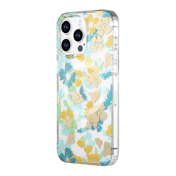 iPhone 12/iPhone 12 Pro Kuoret Kukkakuvio MagSafe Turkoosi
