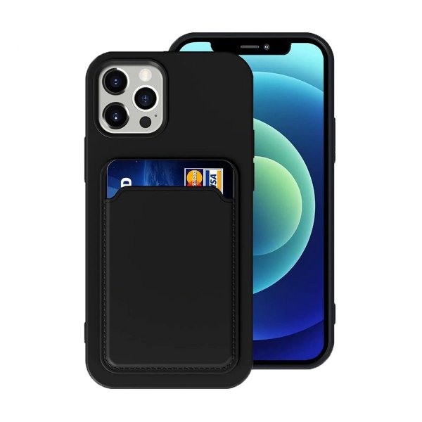 iPhone 12/iPhone 12 Pro Kuoret Korttipidike Musta