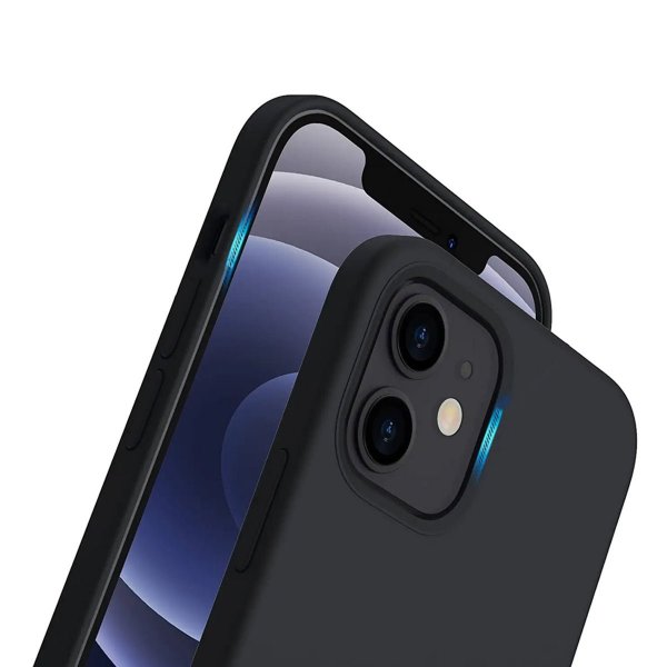Rvelon iPhone 12/iPhone 12 Pro -kuori silikoni, musta