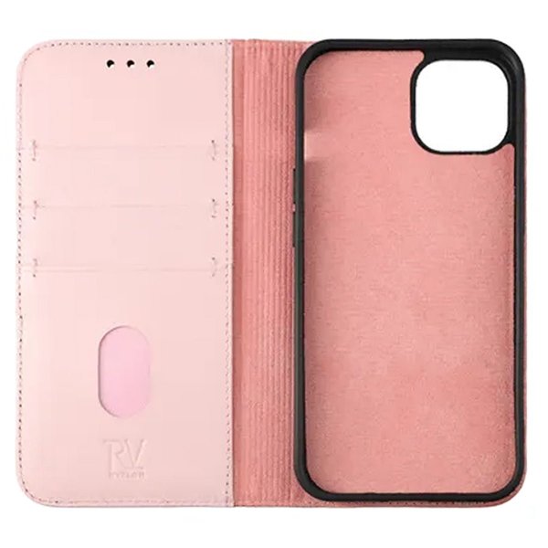 Rvelon iPhone 12/iPhone 12 Pro Kotelo, Aitoa nahkaa, Korttitasku, Pinkki