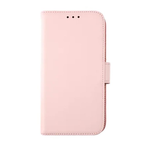 Rvelon iPhone 12/iPhone 12 Pro Kotelo, Aitoa nahkaa, Korttitasku, Pinkki