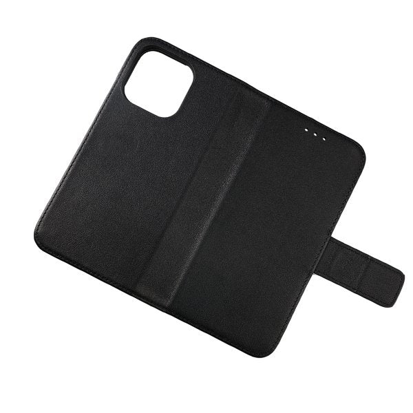 Rvelon iPhone 12/iPhone 12 Pro Kotelo, aitoa nahkaa, korttipaikka, musta