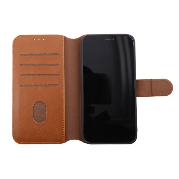 Rvelon iPhone 12/iPhone 12 Pro -kotelo magneettisesti irrotettavalla kuorella, ruskea
