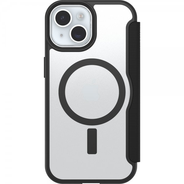 Otterbox iPhone 13/14/15/16/17 React Folio MagSafe -kotelo, musta, läpinäkyvä