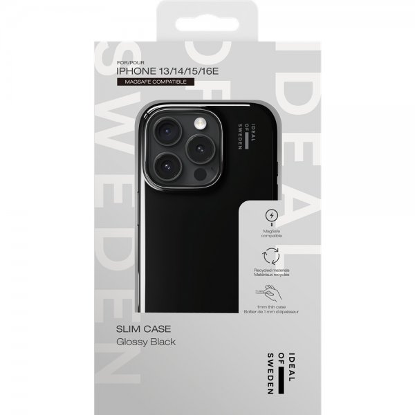 Ideal of Sweden iPhone 13/14/15/16e/17e -kuori Slim Case MagSafe Glossy Black