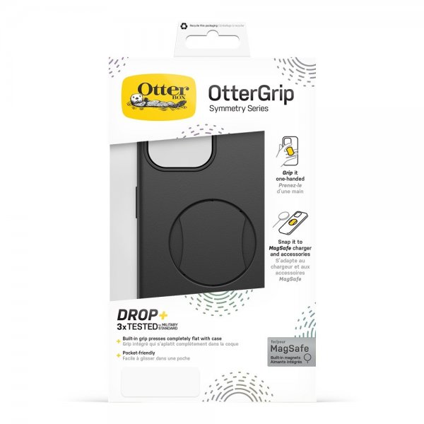 Otterbox iPhone 13/14/15 -kuori OtterGrip Symmetry MagSafe Musta