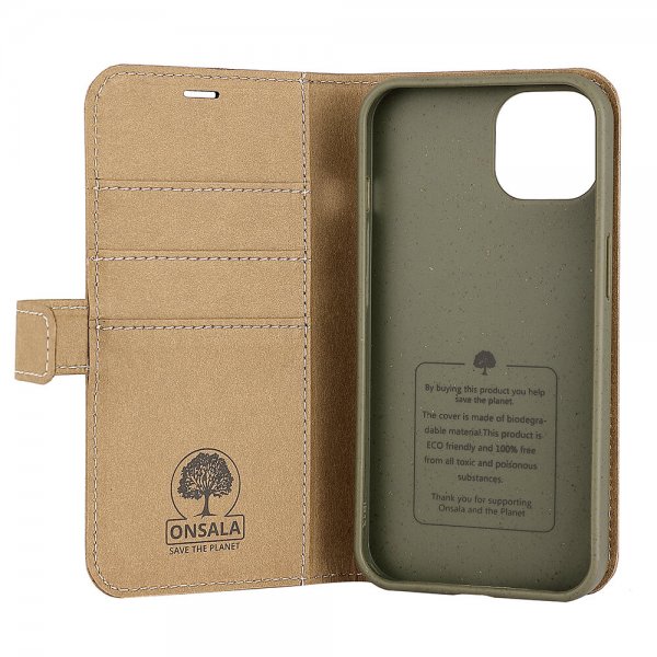 Onsala iPhone 13 suojakotelo ECO Wallet Sand