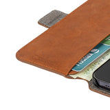 Krusell iPhone 13 -kotelo, nahkainen puhelinlompakko, konjakki
