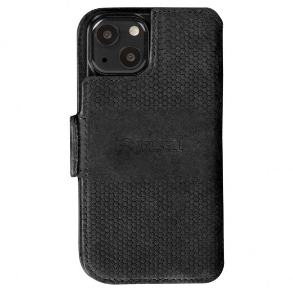 Krusell iPhone 13 -kotelo, Leather PhoneWallet, musta