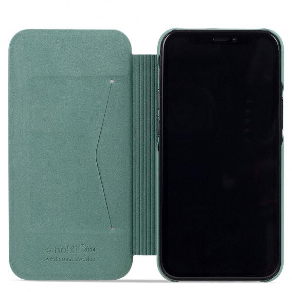 holdit iPhone 13 suojakuori SlimFlip Wallet Moss Green
