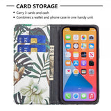 iPhone 13 Pro Flip-suojakotelo Lehti- ja Kukka-aiheella