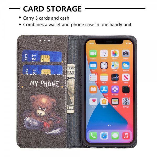 iPhone 13 Pro Kääntökotelo Motivoi "Don't Touch My Phone" -moottorisahalla