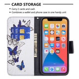 iPhone 13 Pro -kotelo, sinivalkoiset perhoskuviot