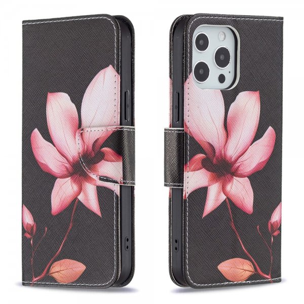 iPhone 13 Pro -suojakotelo, jossa vaaleanpunainen lootuskuvio