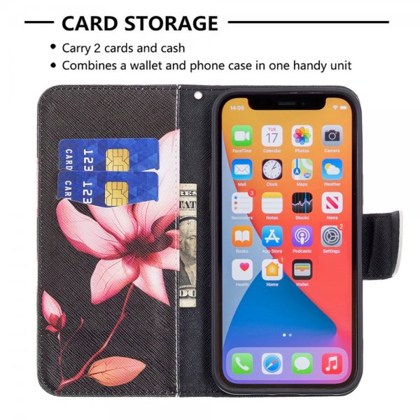 iPhone 13 Pro -suojakotelo, jossa vaaleanpunainen lootuskuvio