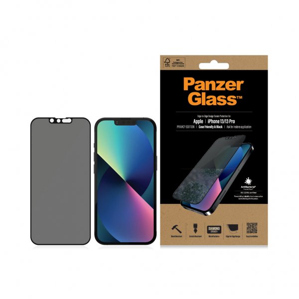 PanzerGlass iPhone 13/iPhone 13 Pro Näytönsuoja reunasta reunaan - Case Friendly - Yksityisyyssuoja