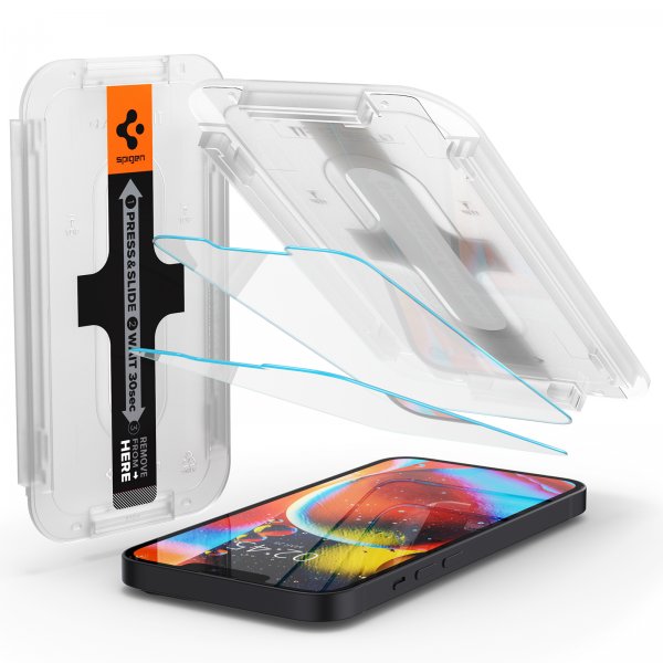 Spigen iPhone 13/13 Pro/14/16e/17e Näytönsuoja GLAS.tR EZ Fit 2-pakkaus
