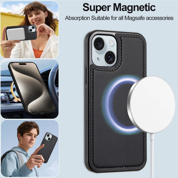 Nordic Covers iPhone 13/iPhone 14 Kotelo irrotettavalla MagSafe-kuorella Raven Black