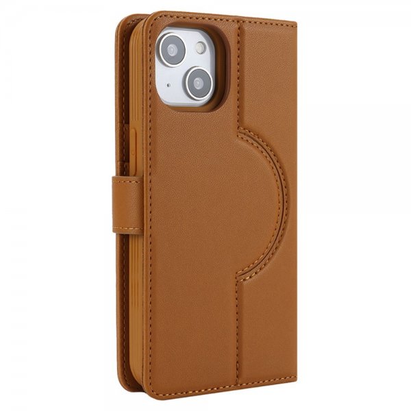 iPhone 13/iPhone 14 Kotelo irrotettavalla MagSafe-kuorella, ruskea
