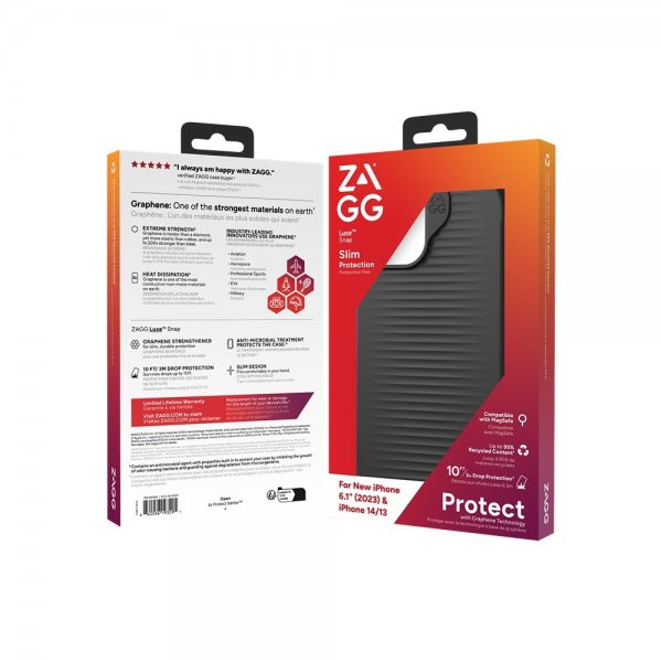 ZAGG iPhone 13/iPhone 14/iPhone 15 Kuori Luxe Snap Musta