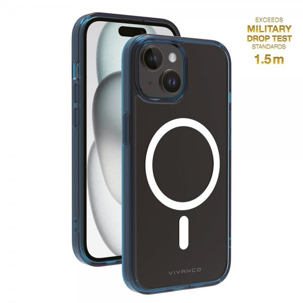 Vivanco iPhone 13/iPhone 14/iPhone 15 -suojakuori Mag Shade, sininen
