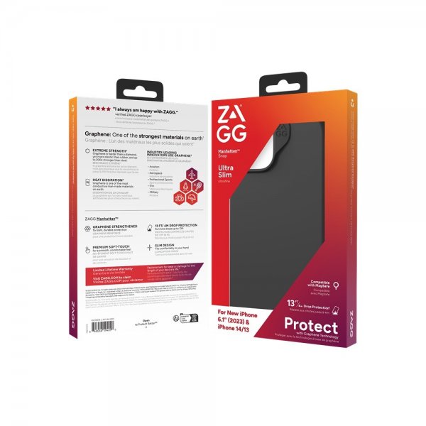 ZAGG iPhone 13/iPhone 14/iPhone 15 Suojakuori Manhattan Snap Musta