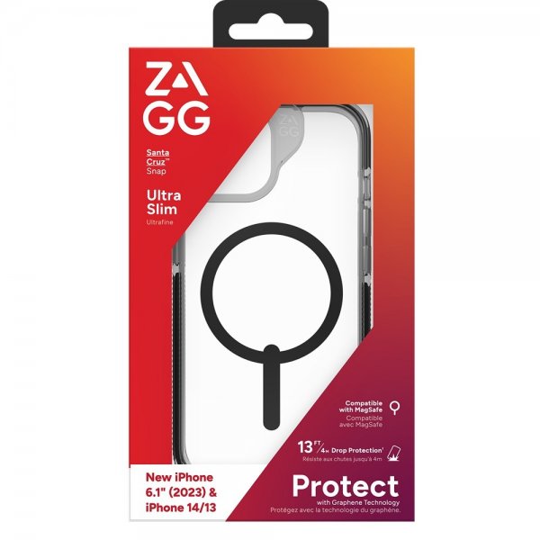 ZAGG iPhone 13/iPhone 14/iPhone 15 -kuori Santa Cruz Snap Musta