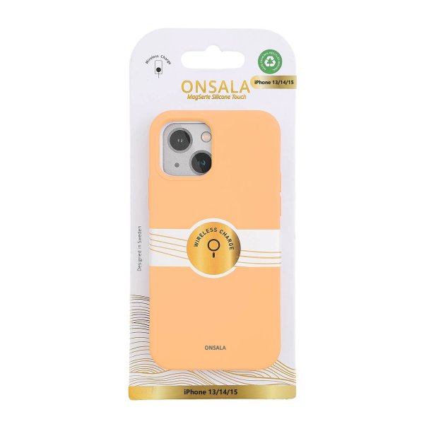Onsala iPhone 13/iPhone 14/iPhone 15 Kuori Silikonituntuma Apricot