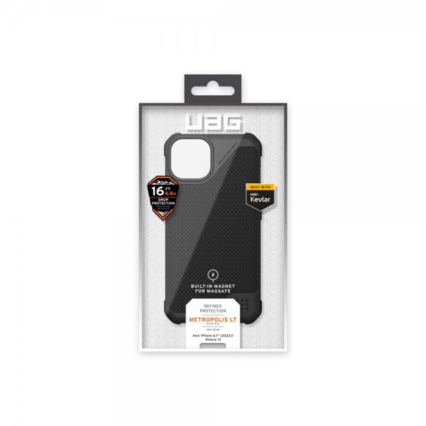 Urban Armor Gear (UAG) iPhone 13/iPhone 14 Kotelo Metropolis LT MagSafe Kevlar Musta