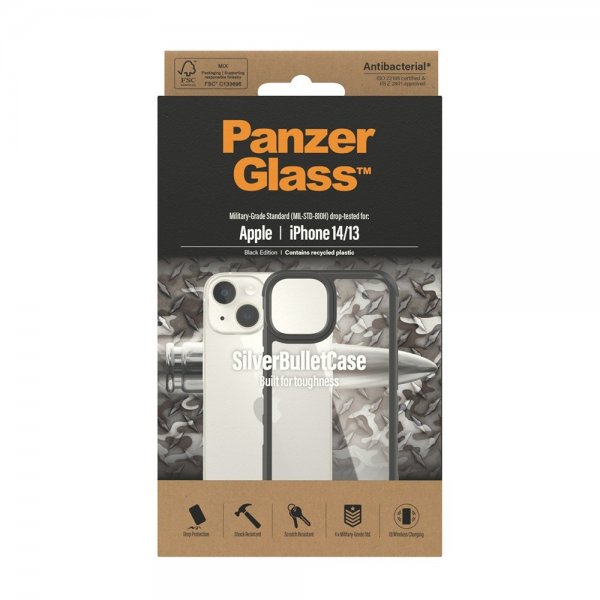 PanzerGlass iPhone 13/iPhone 14 -suojakuori SilverBullet Case, musta