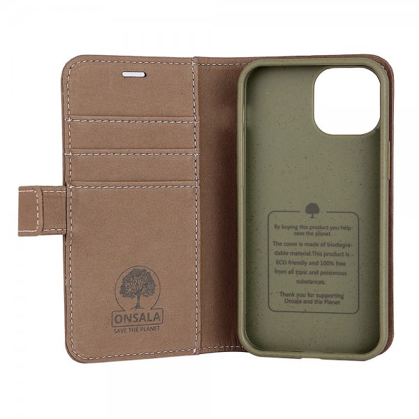 Onsala iPhone 13 Mini Kotelo ECO Lompakko Ruskea