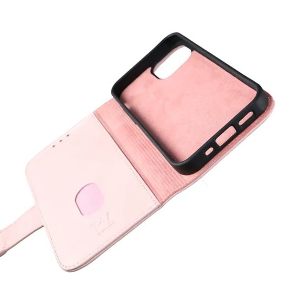 Rvelon iPhone 13 Mini -suojakuori, aitoa nahkaa, vaaleanpunainen