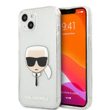 Karl Lagerfeld iPhone 13 Mini -kuori, täynnä hopeaglitteriä