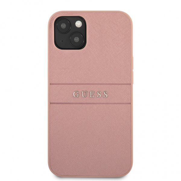 Guess iPhone 13 Mini -suojakuori, Hot Stamp Metal Logo, pinkki