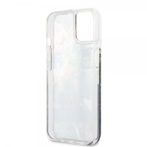 Guess iPhone 13 Mini Suojakuori Liquid Glitter Flower Pattern Sininen