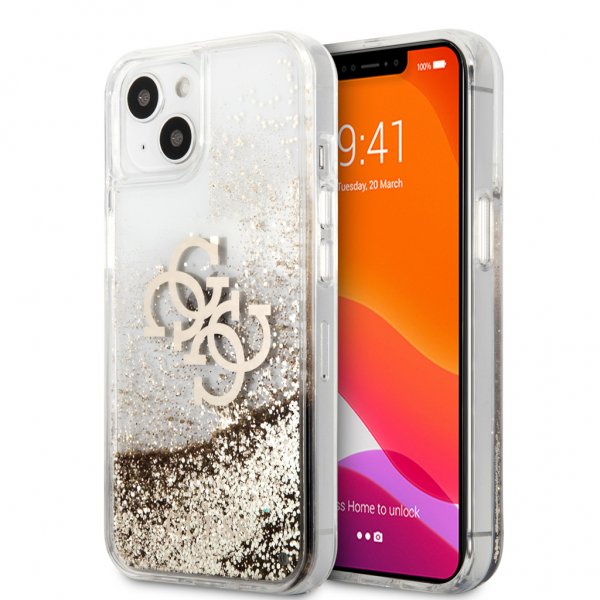 Guess iPhone 13 Mini Kuori Liquid Glitter Kulta