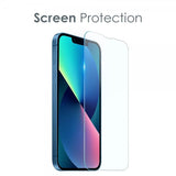 Northjo iPhone 13 Mini -kuori näytönsuojalla ja kameran suojuksella 3-in-1